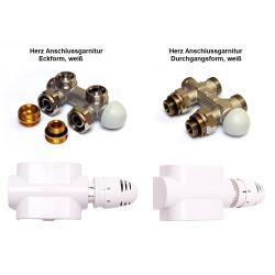 Herz Design Anschlussgarnitur für Ventilheizkörper - Eckform, weiß