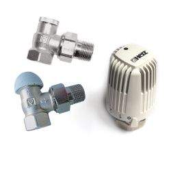  Herz Thermostat Set für Kompaktheizkörper mit Seitenanschluss, Eck-Variante, Thermostatkopf H  - Seitenanschluss  1